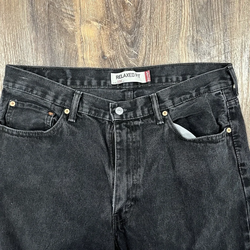 Levis 550 Relaxed Fit Jeans Mens 36x36 Black Denim Tapered Leg Y2K 2000s
